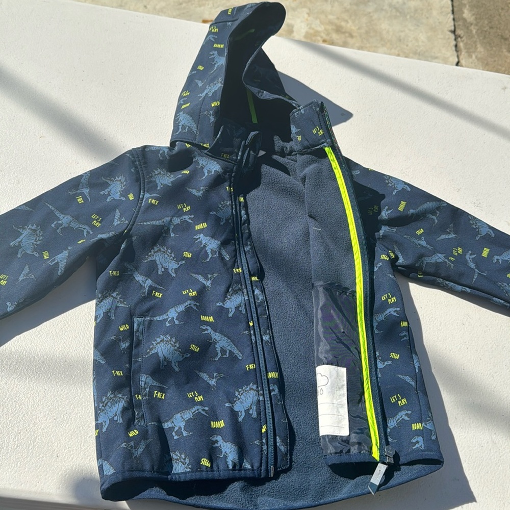 H&M boys raincoat, Blue and Green with dinosaurs